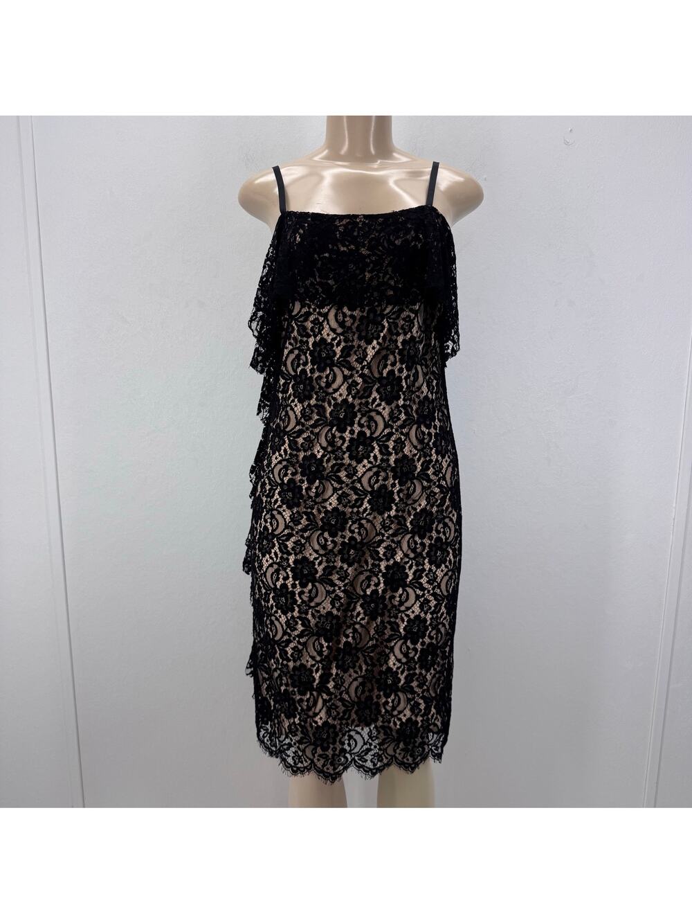 NWT Sportmax MaxMara Black Lace Overlay Sheath Dress Size 8 Whimsigoth Romantic